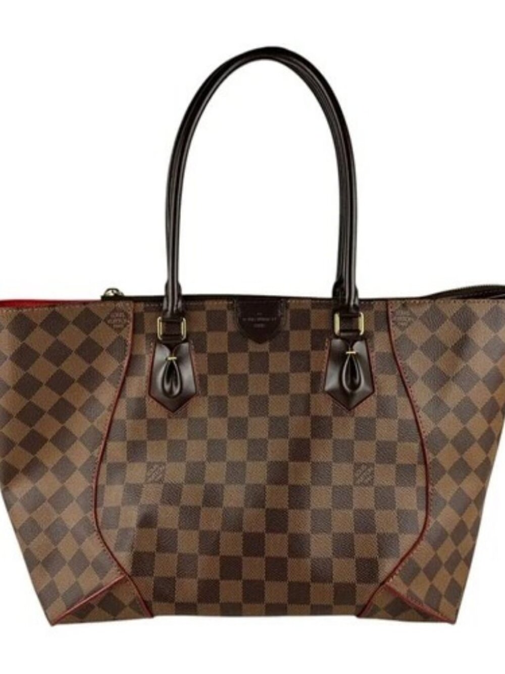 Auth LOUIS VUITTON Damier Ebene Caissa MM Handbag Brown N41548 - z9204